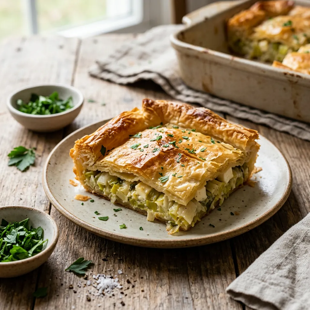 Greek Leek Pie Recipe (Phyllo Pie)