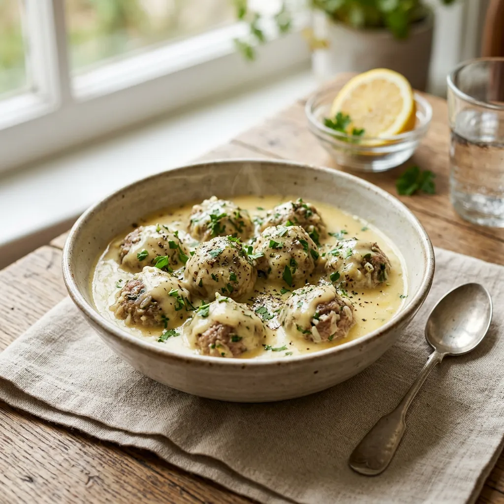 Greek Meatballs in Egg-Lemon Sauce
