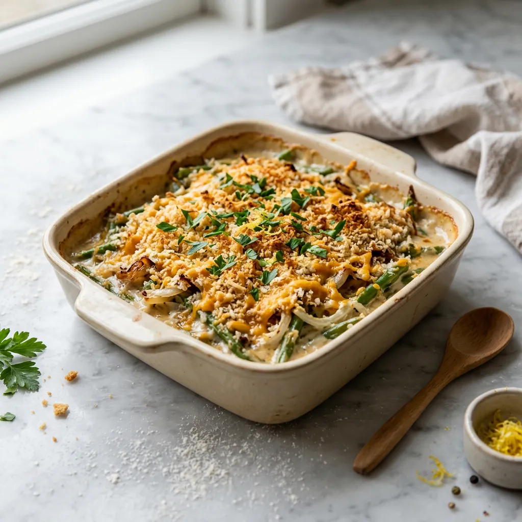 Finished Green Beans Supreme With Sour Cream dish
