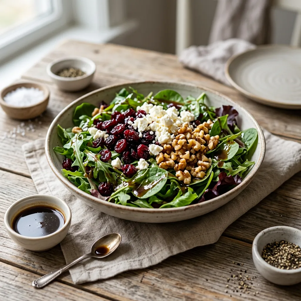 Green Salad With Dried Cranberries and Fig Balsamic Dressing