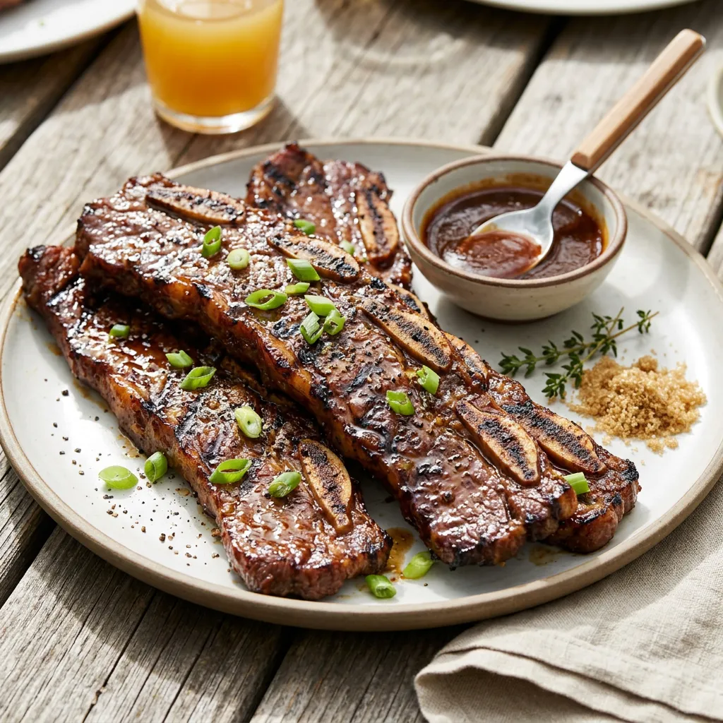 Finished Grilled Beef Short Ribs dish