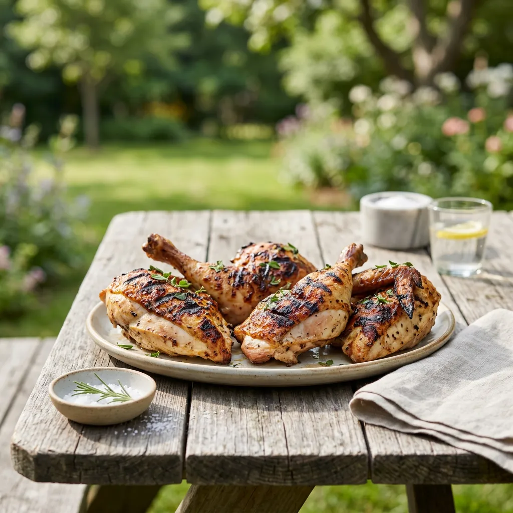 Finished Grilled Bone-In Chicken Breasts dish
