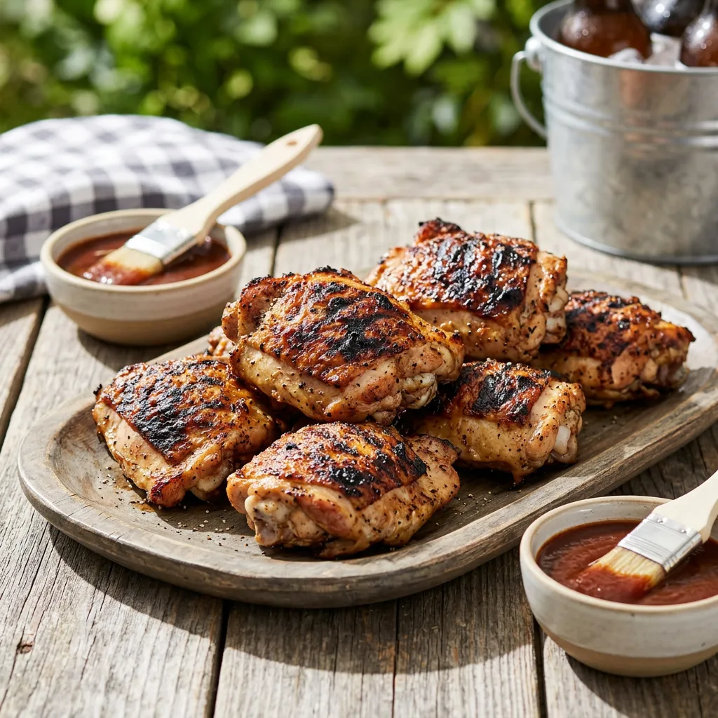 Finished Grilled Bone-In Chicken Thighs dish