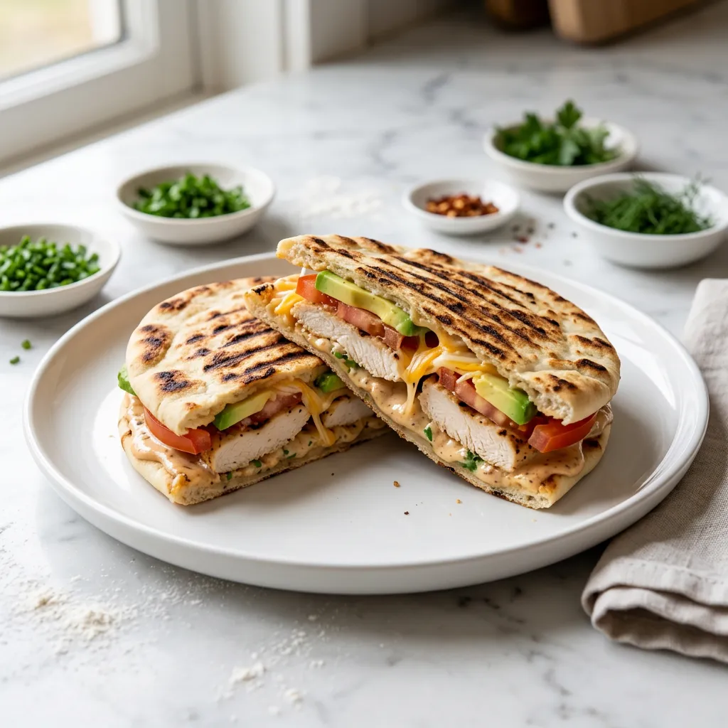 Grilled Chicken and Avocado Flatbread Sandwich