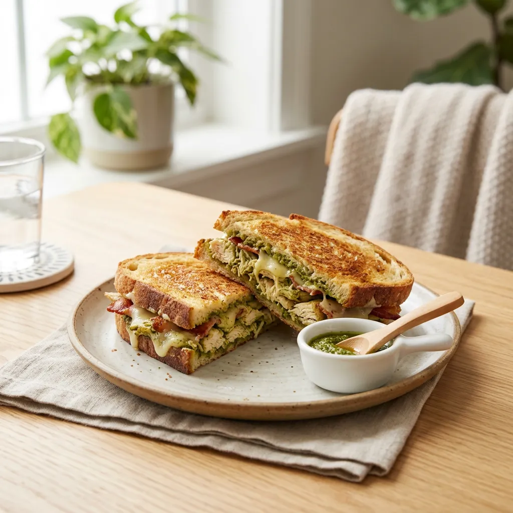 Grilled Chicken Panini Sandwich With Pesto