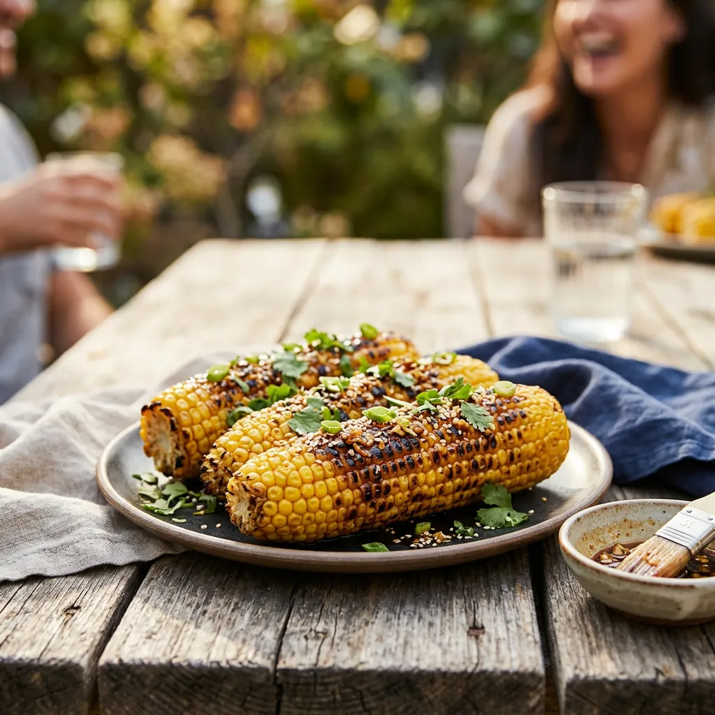 Grilled Corn on the Cob With Garlic Soy Glaze