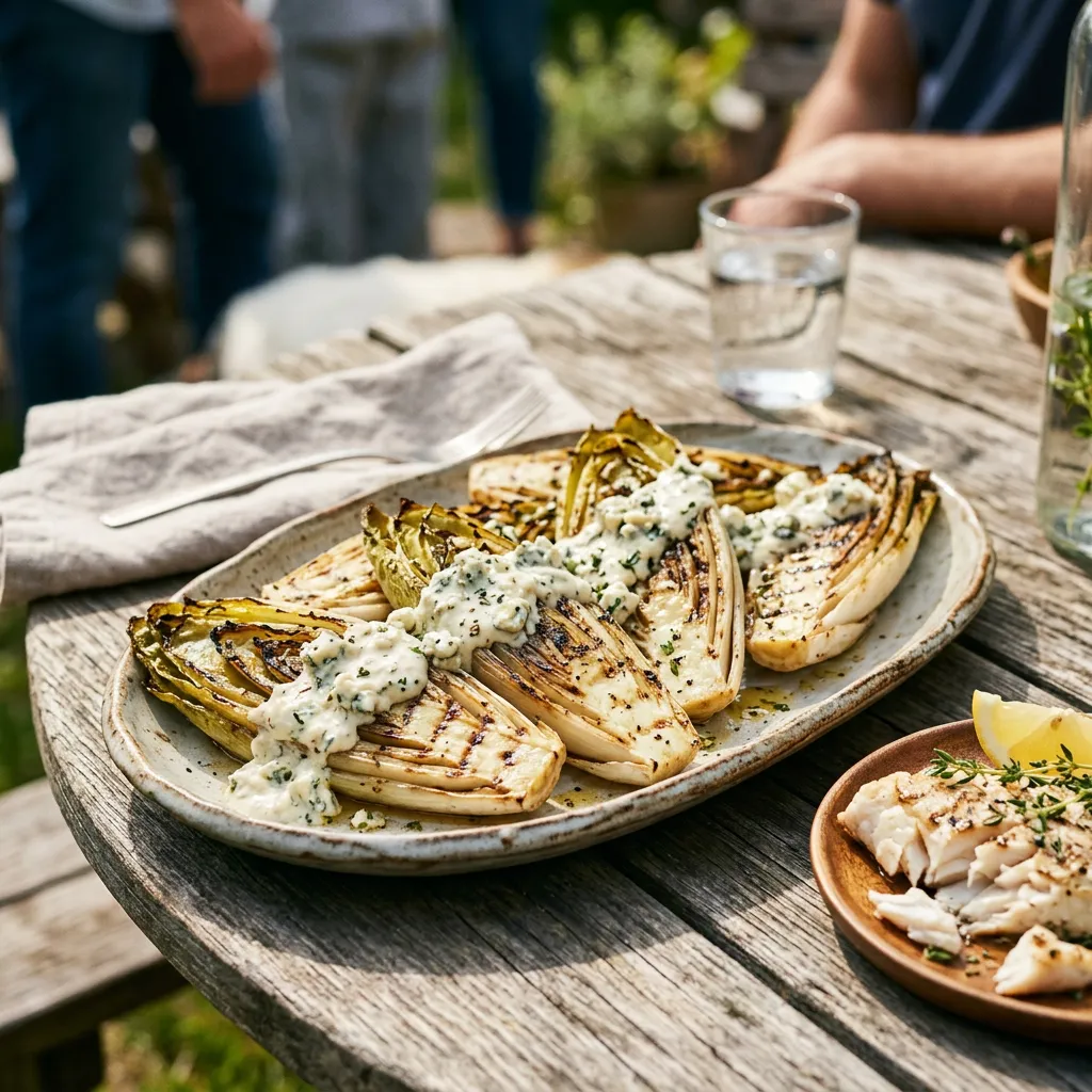 Finished Grilled Endives With Garlic and Balsamic Vinegar dish