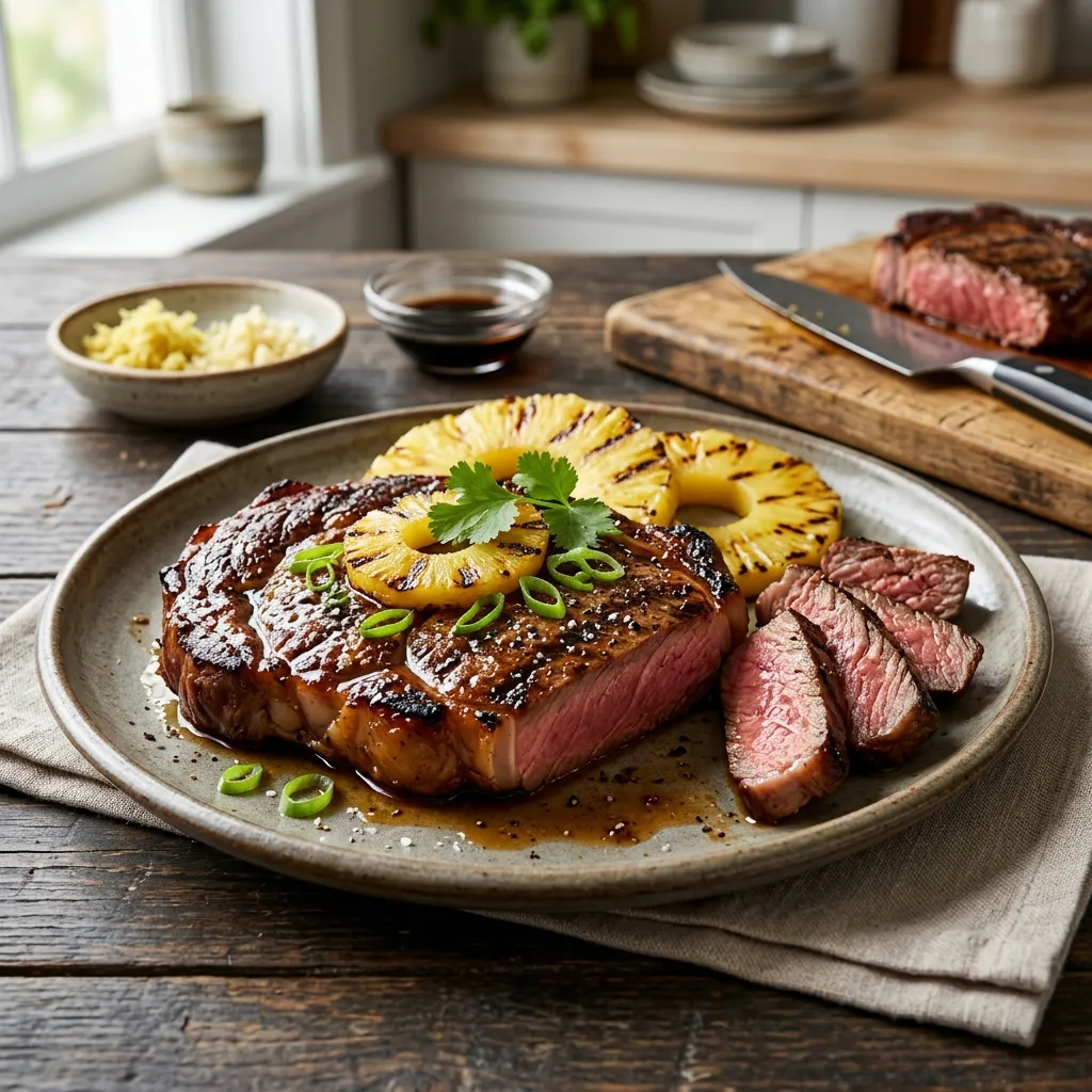 Grilled Hawaiian Ribeye Steaks (Meat)