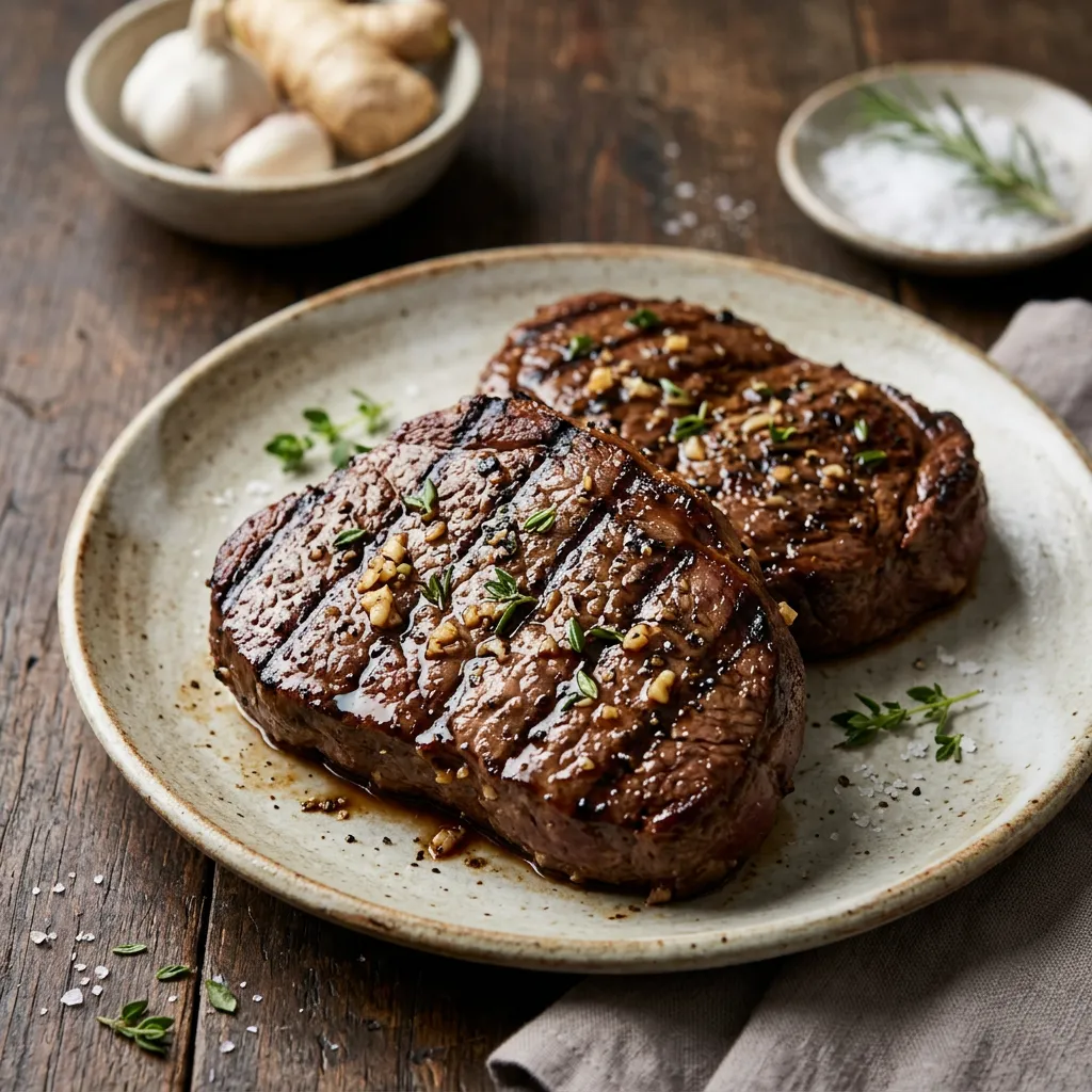 Grilled Lemon-Garlic Elk Steaks