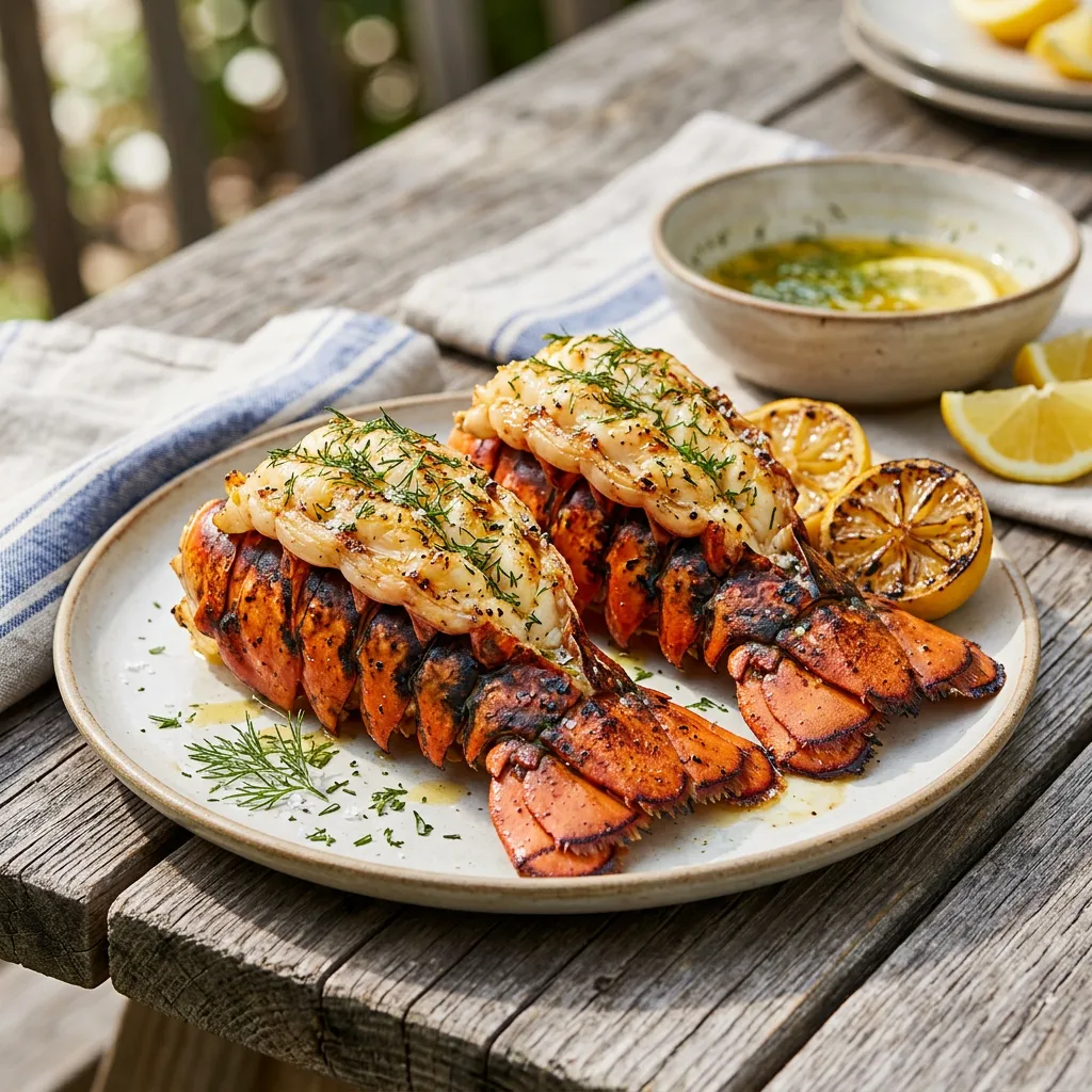 Finished Grilled Lobster Tails dish