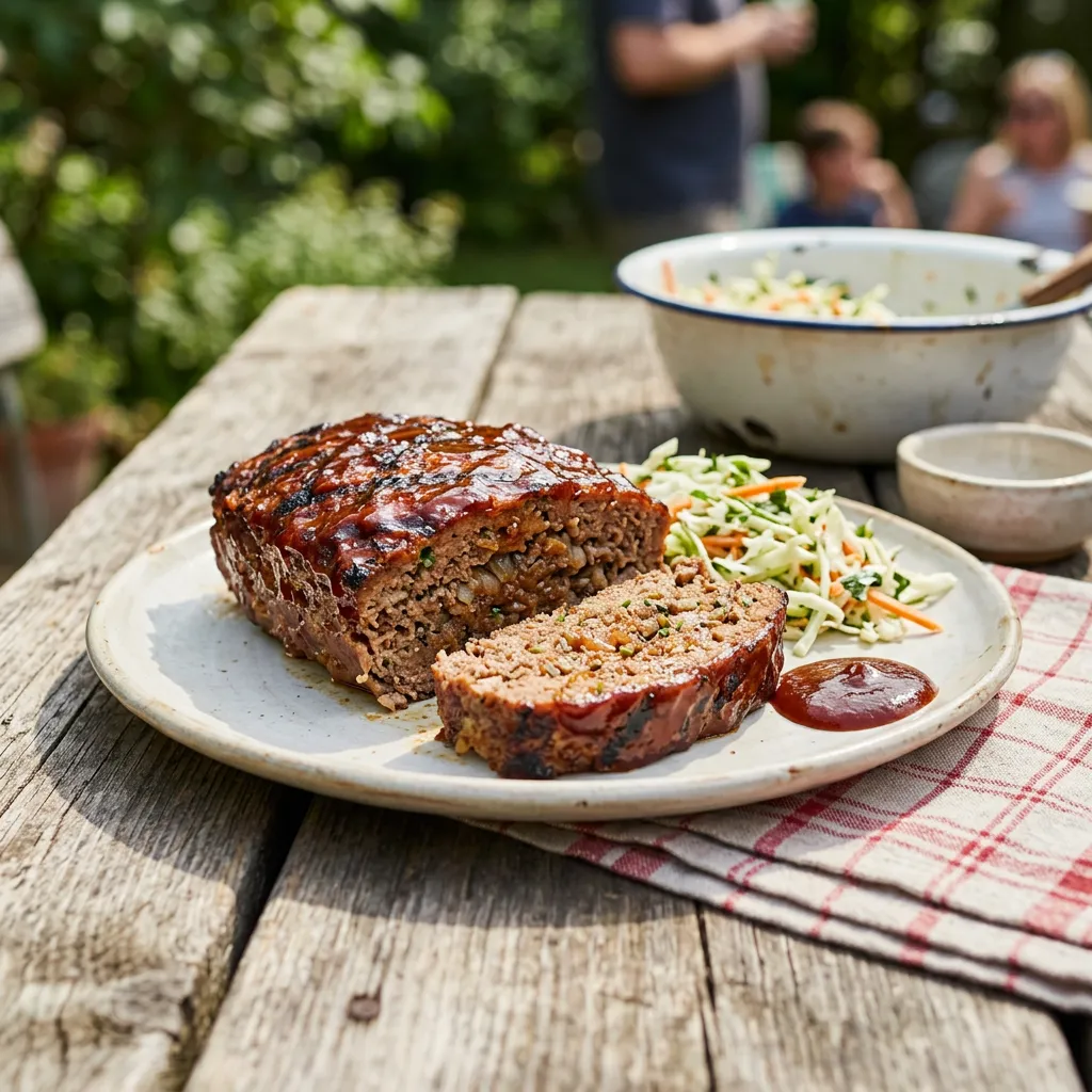Finished Grilled Meatloaf Recipe dish