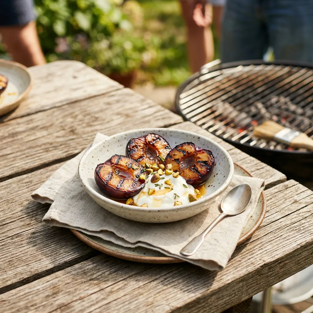 Finished Grilled Plums Recipe dish