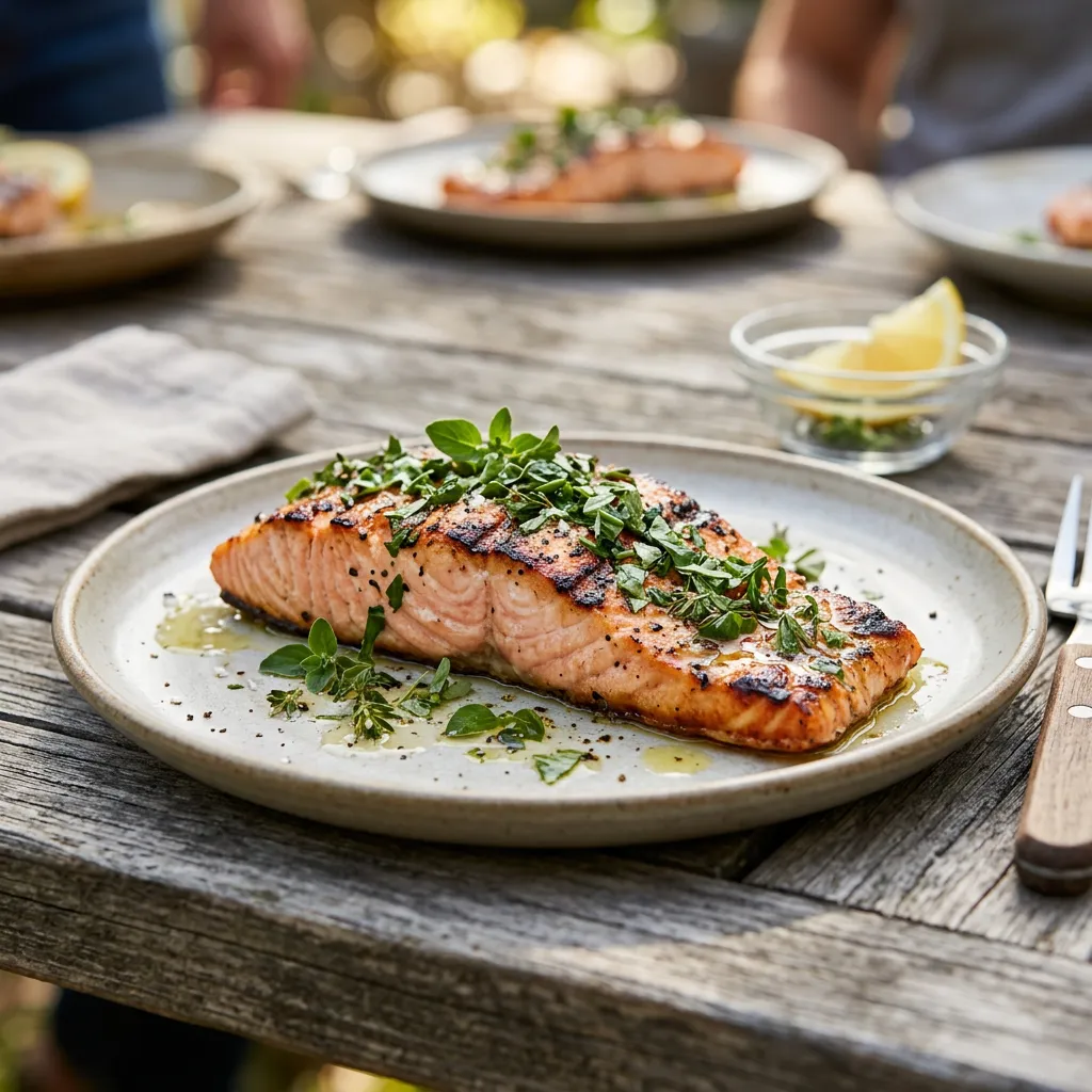 Finished Grilled Salmon on the George Foreman Grill dish