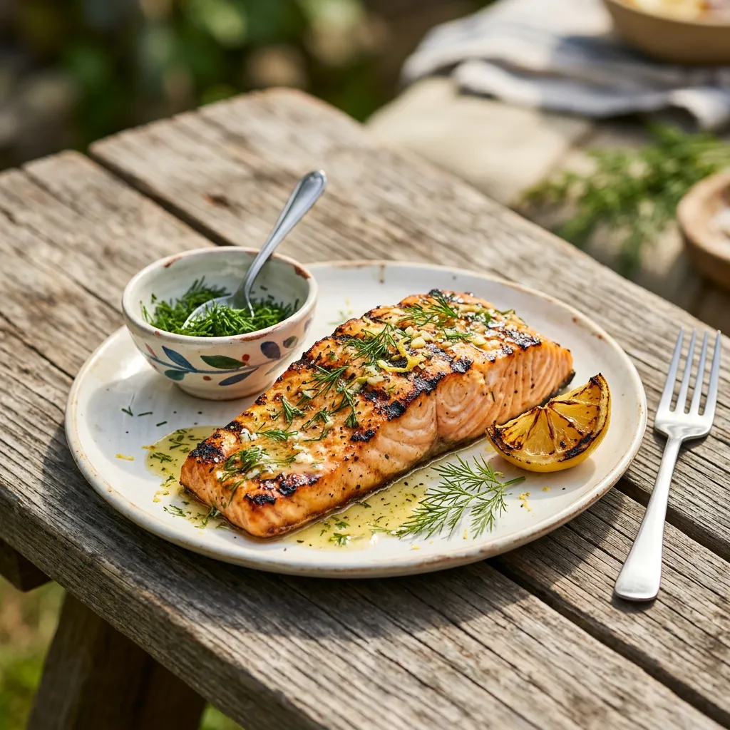 Grilled Salmon With Lemon and Dill Sauce Recipe