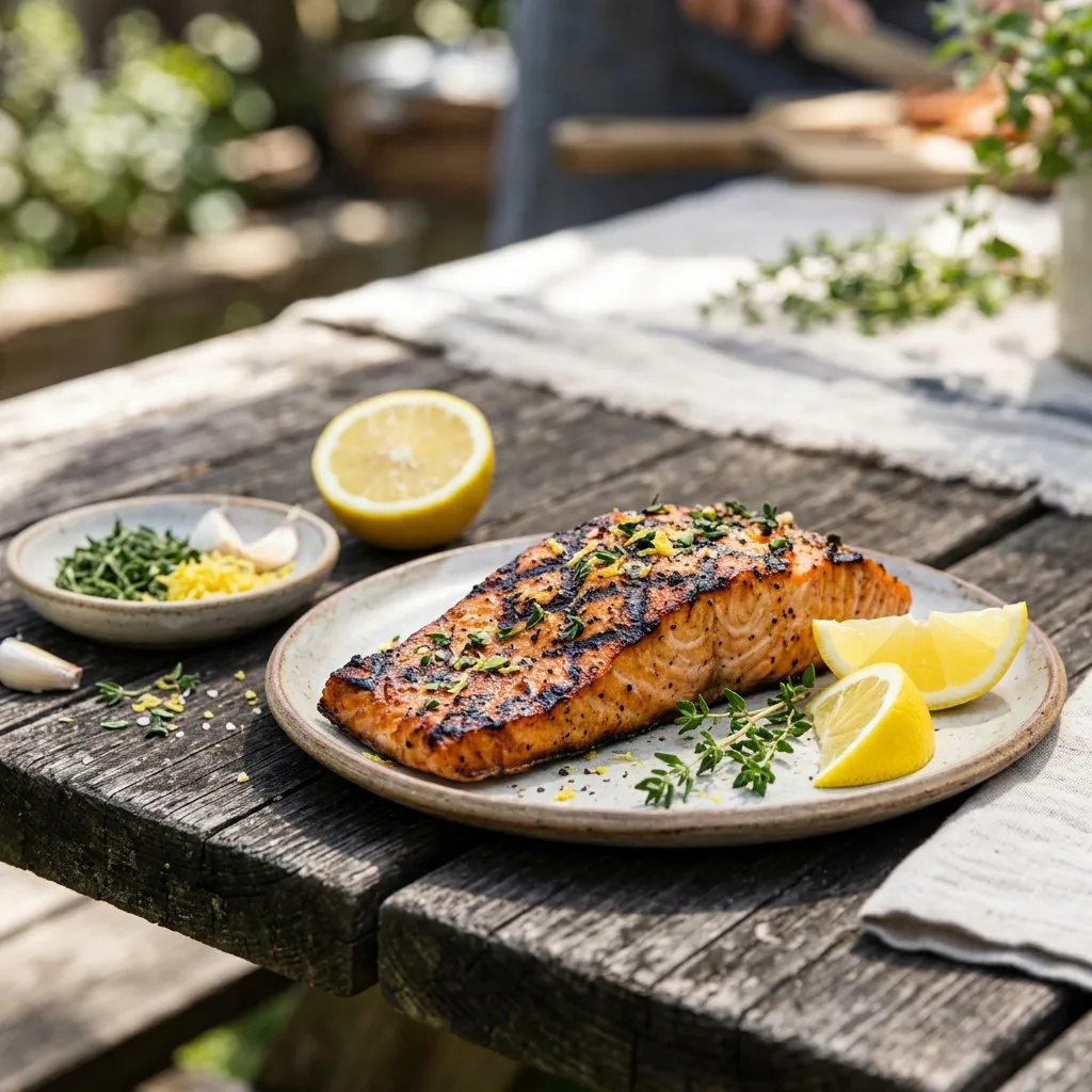 Grilled Salmon With Thyme and Lemon