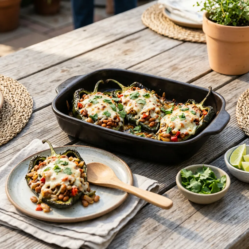 Grilled Stuffed Chili Rellenos or Green Bell Peppers Recipe