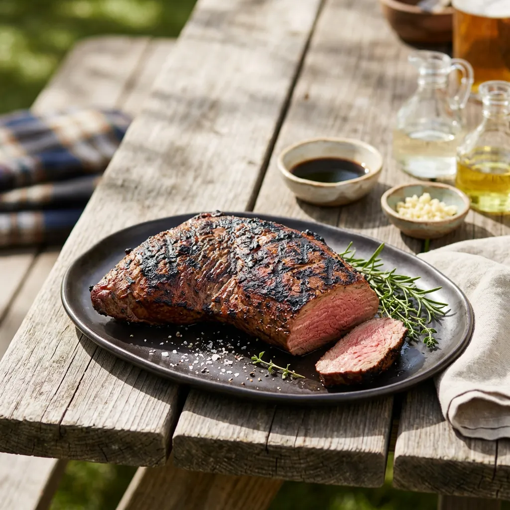 Finished Grilled Tri-Tip Steak dish