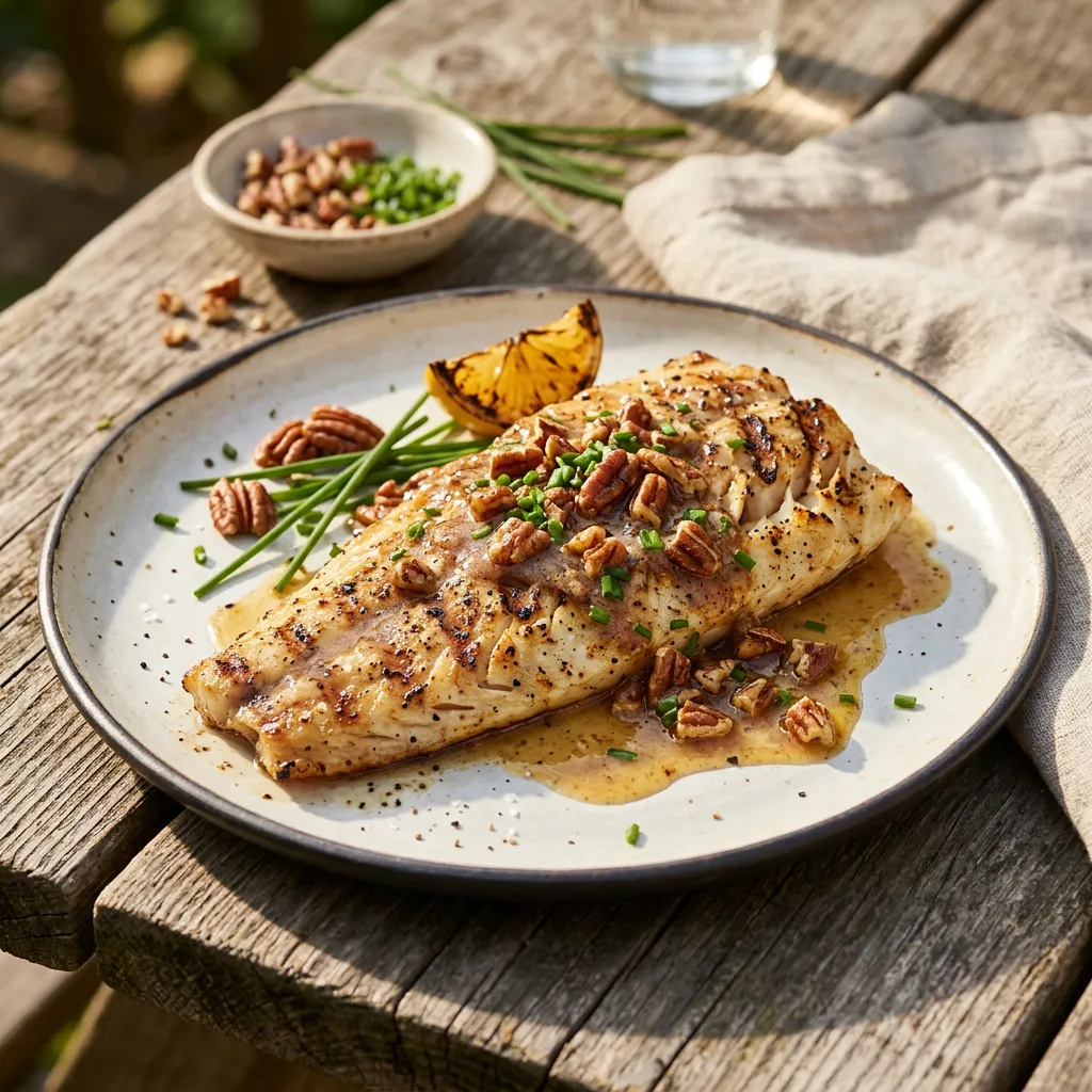 Finished Grilled Walleye With Citrus Butter dish