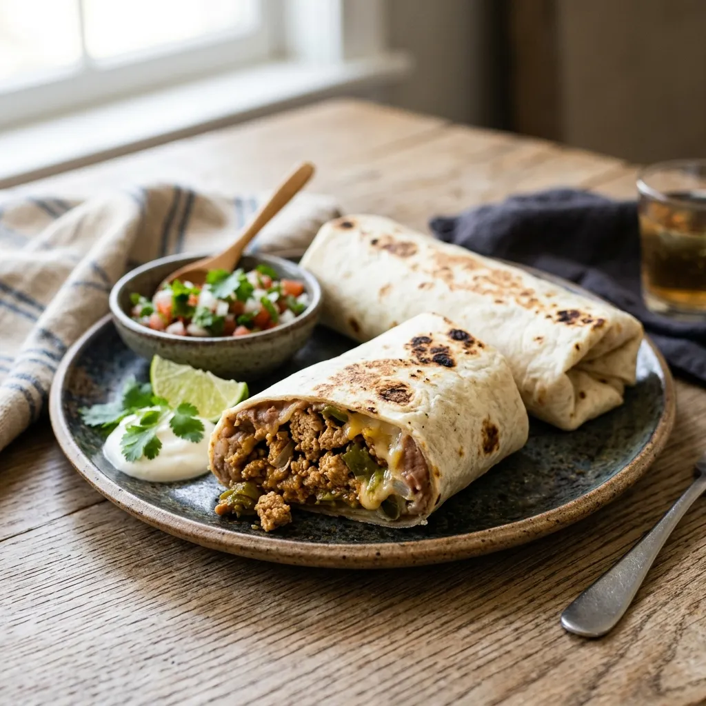 Ground Turkey Burritos With Refried Beans