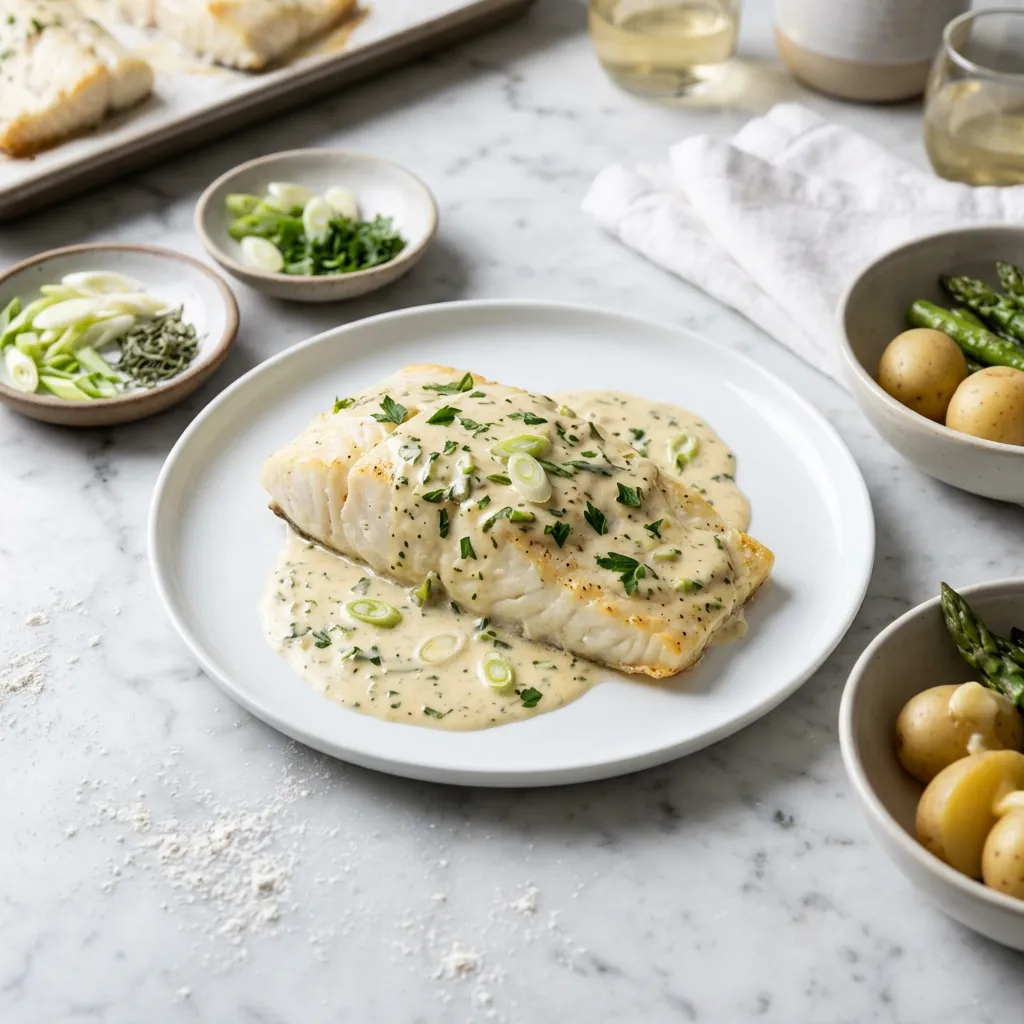 Halibut Fillets With Tarragon Cream Sauce