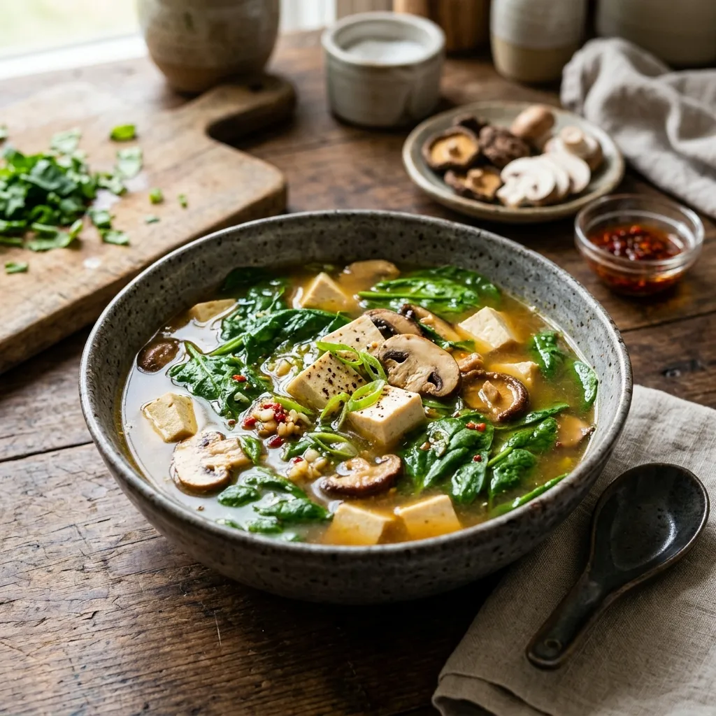 Healthy Spinach Soup With Tofu