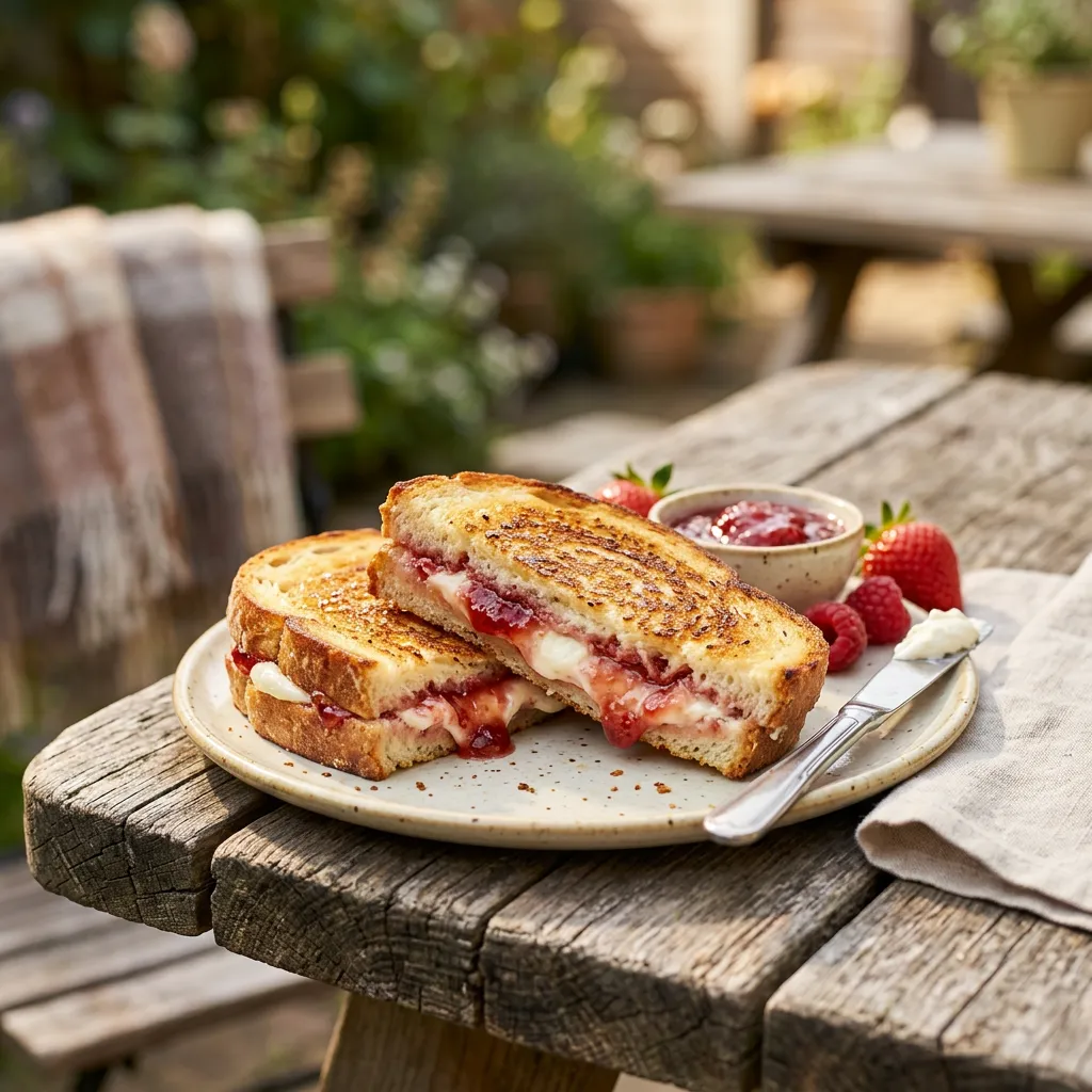 Heart-Shaped Cream Cheese and Jam Grilled Cheese Sandwich Recipe