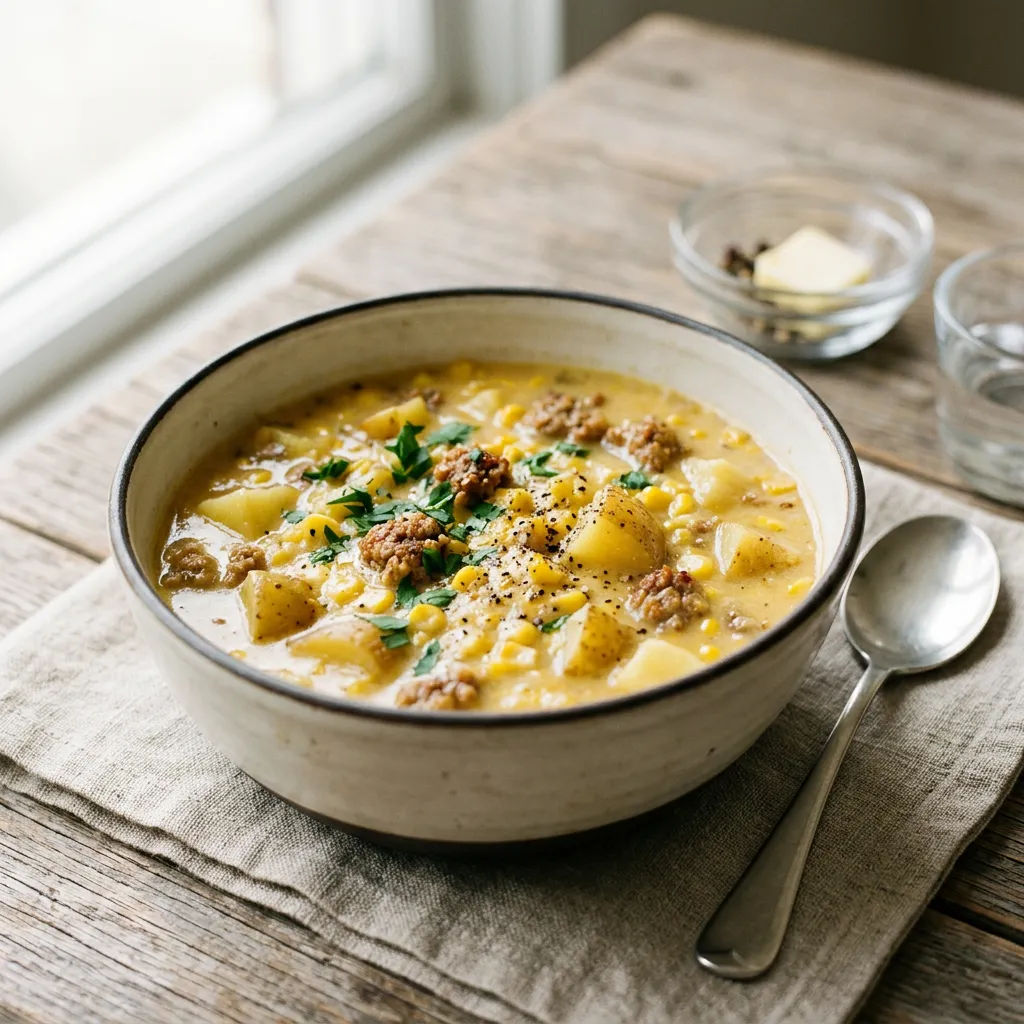 Hearty Corn Chowder With Sausage and Potatoes