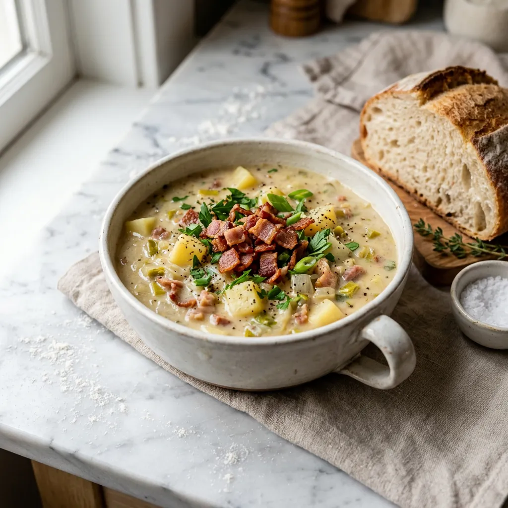 Hearty Potato and Leek Soup With Bacon Recipe