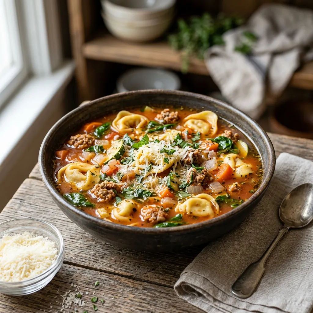 Hearty Sausage and Tortellini Soup