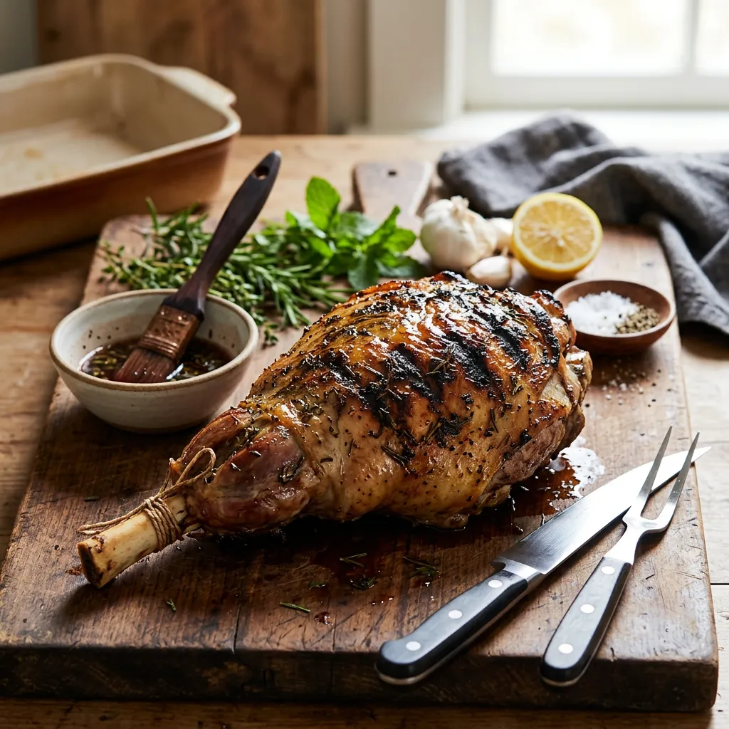 Herb and Red Wine Rotisserie Leg of Lamb