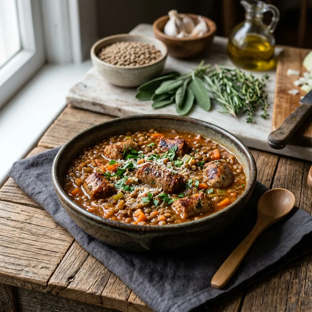 Herbed Lentils With Italian Sausage Recipe