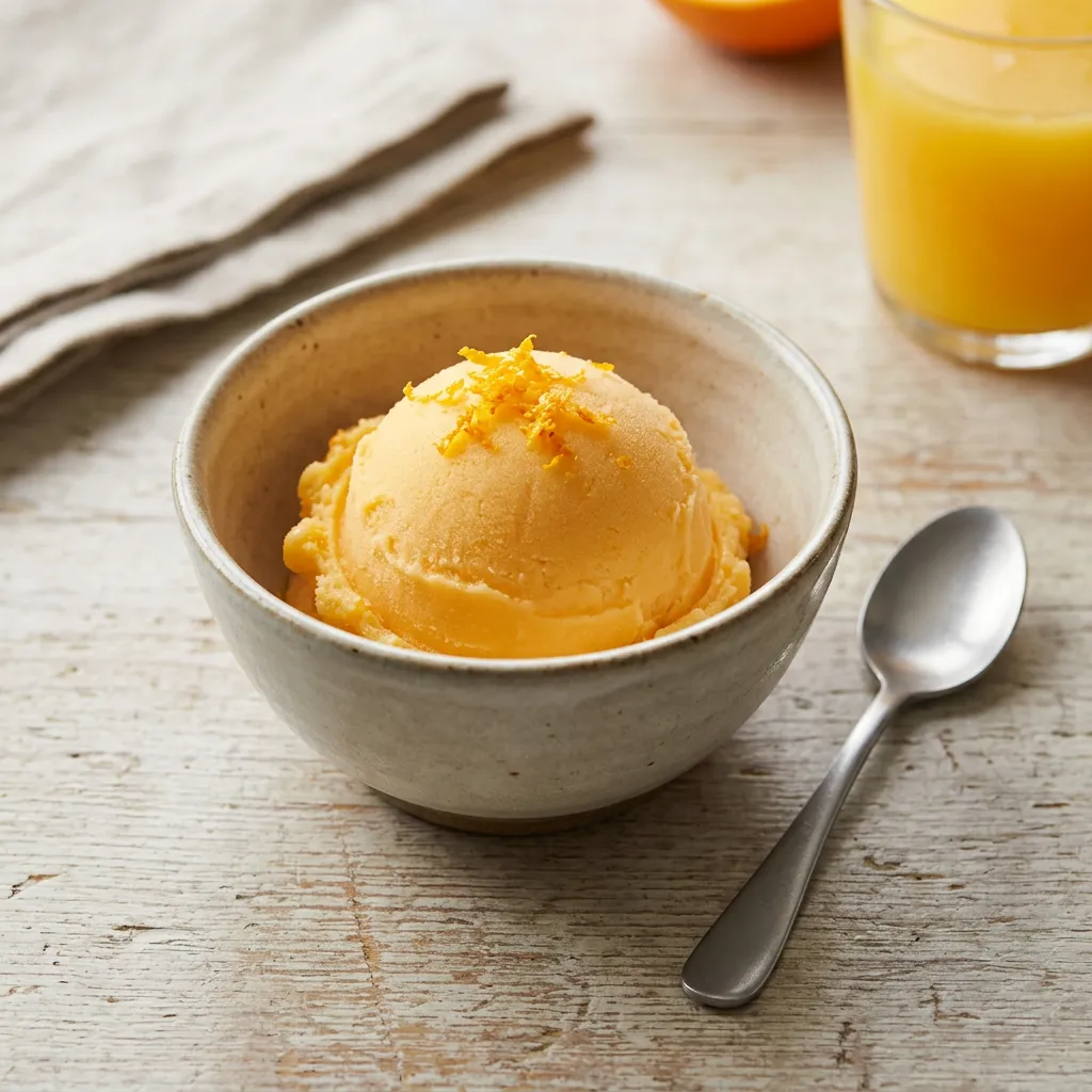 Finished Homemade Orange Sherbet Recipe for a Refreshing Treat dish