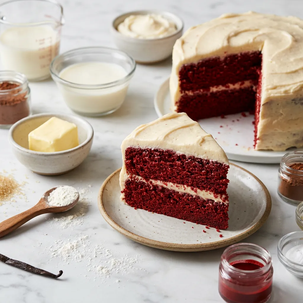 Homemade Red Velvet Cake With Cooked Frosting
