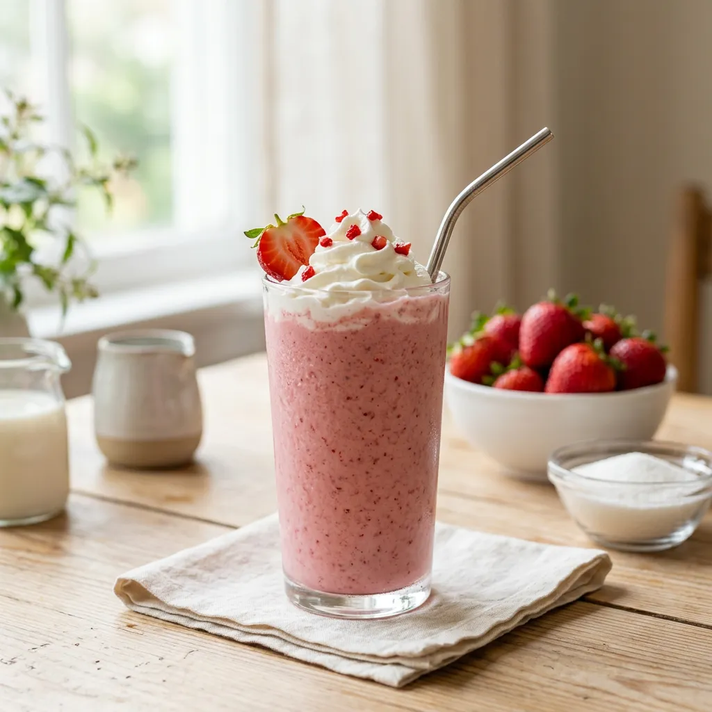 Homemade Strawberry Milkshake (Smoothie)