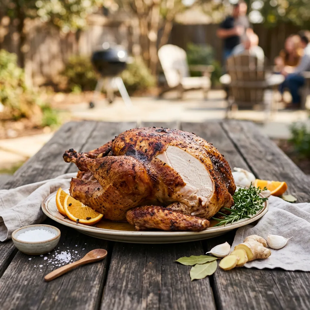 Finished How to Smoke a Turkey on the Grill dish