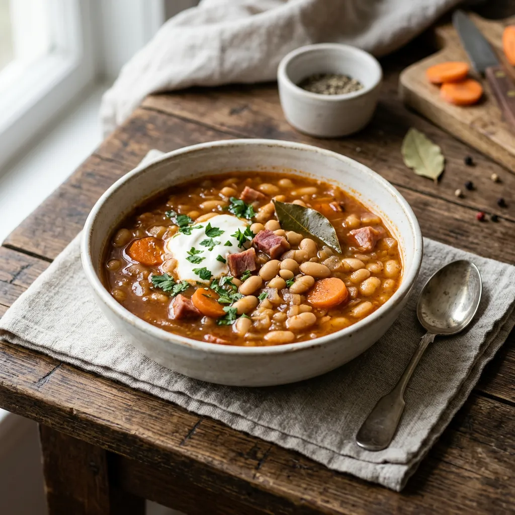 Hungarian Bean Soup (Bab Leves)