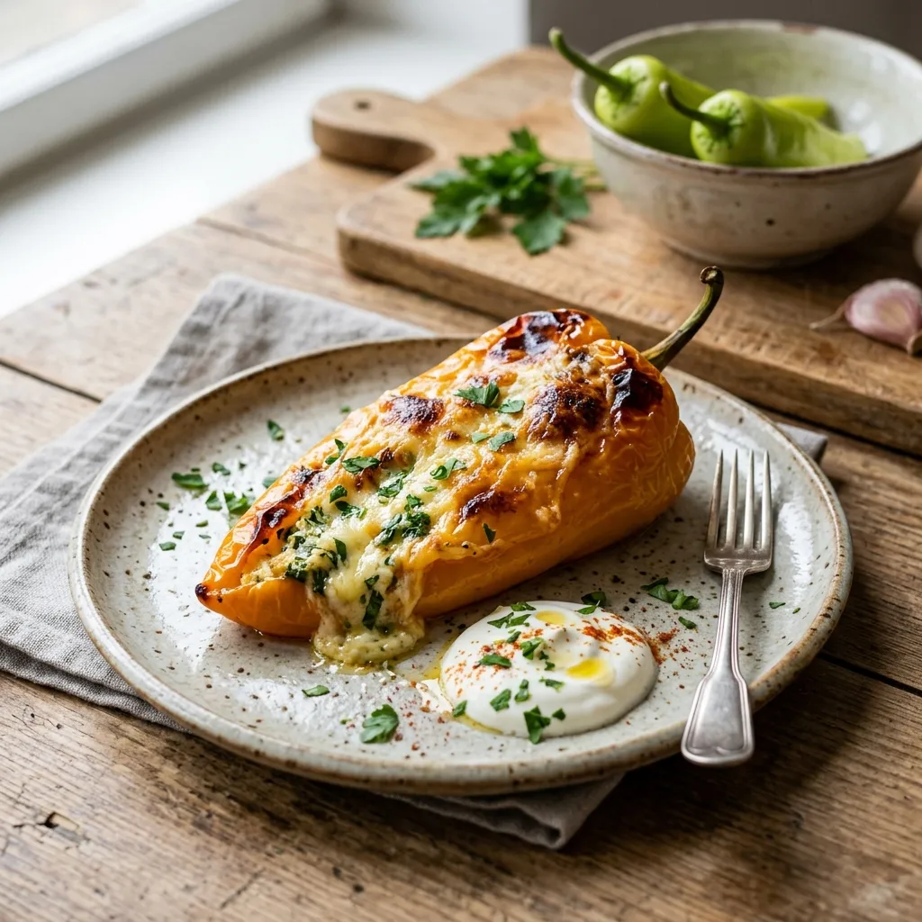 Hungarian Cheese-Stuffed Wax Peppers (Sajtos Toltott Paprika)
