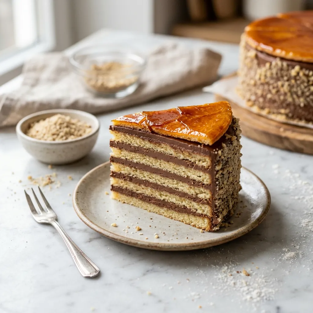 Hungarian Dobosh Torte (Dobos Torta)