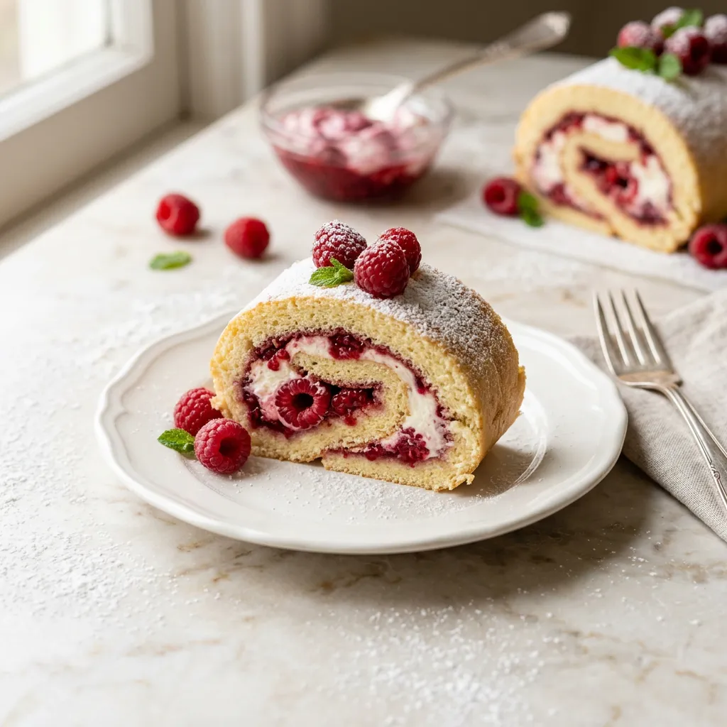 Hungarian Raspberry-Cream Roulade (Malna Piskotatekercs) Recipe