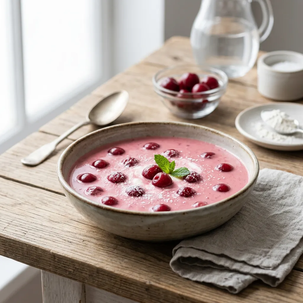 Hungarian Sour Cherry Soup (Meggy Leves)