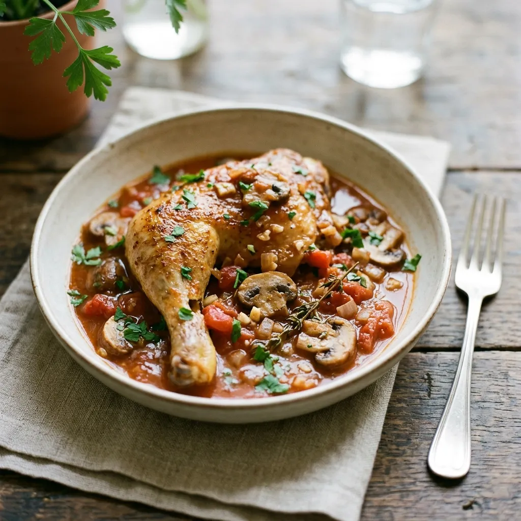 Hunter's Chicken With Tomatoes and Mushrooms