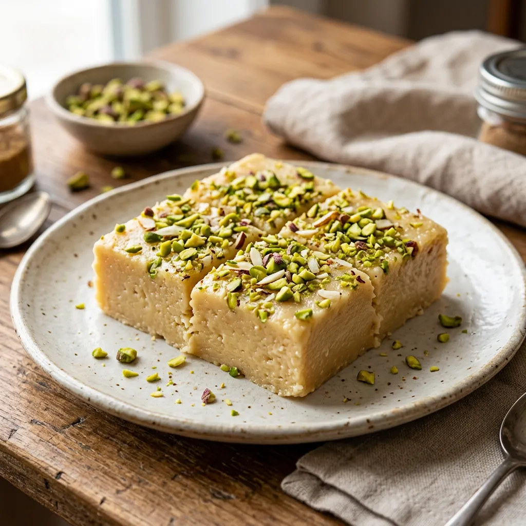 Indian Milk Barfi Dessert (Microwave Made)