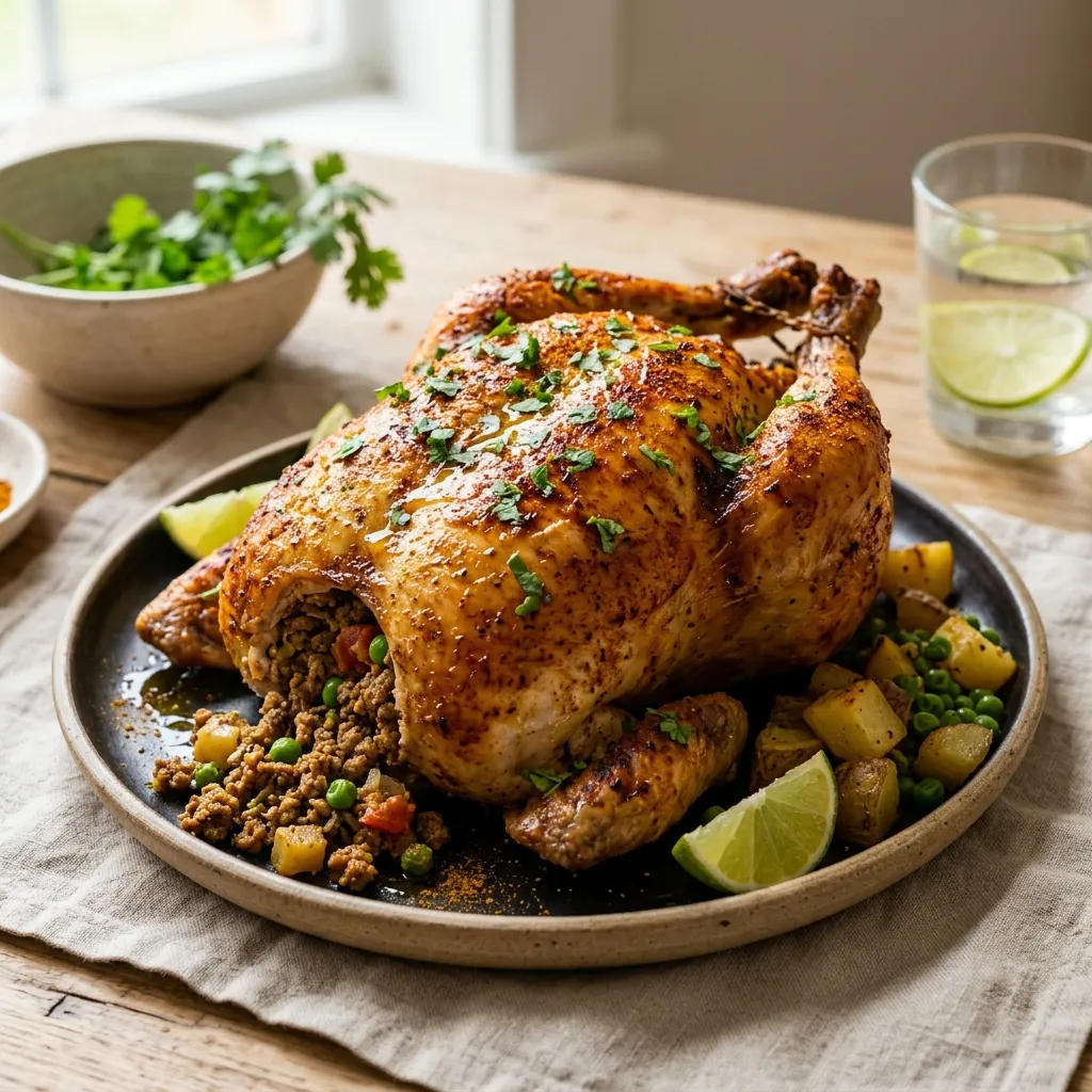 Indian-Style Stuffed Roast Chicken
