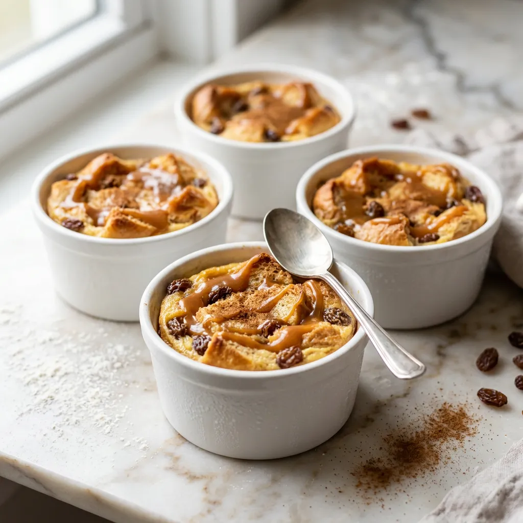 Individual Bread Pudding With Butterscotch Sauce