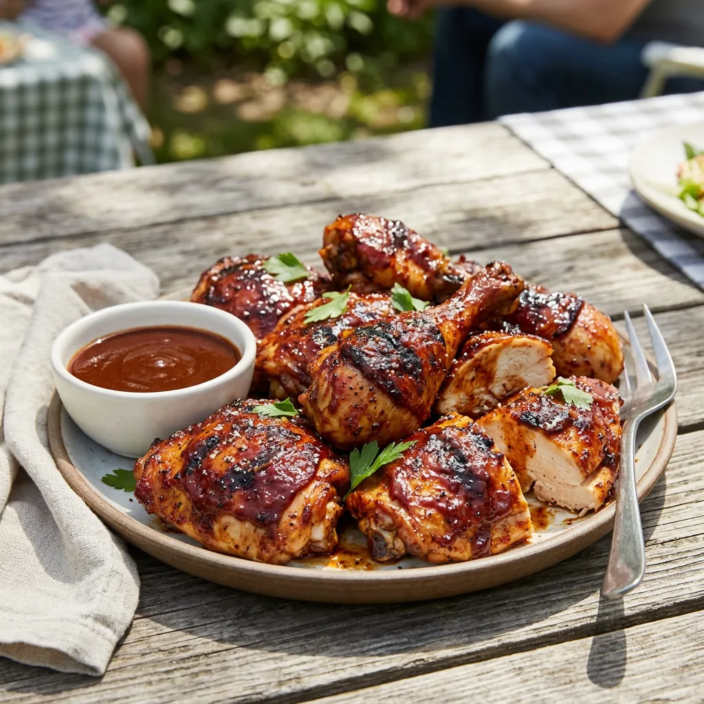 Finished Instant Pot BBQ Chicken dish