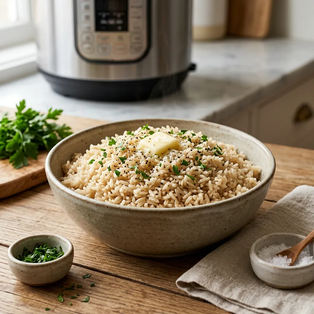 Finished Instant Pot Brown Rice dish
