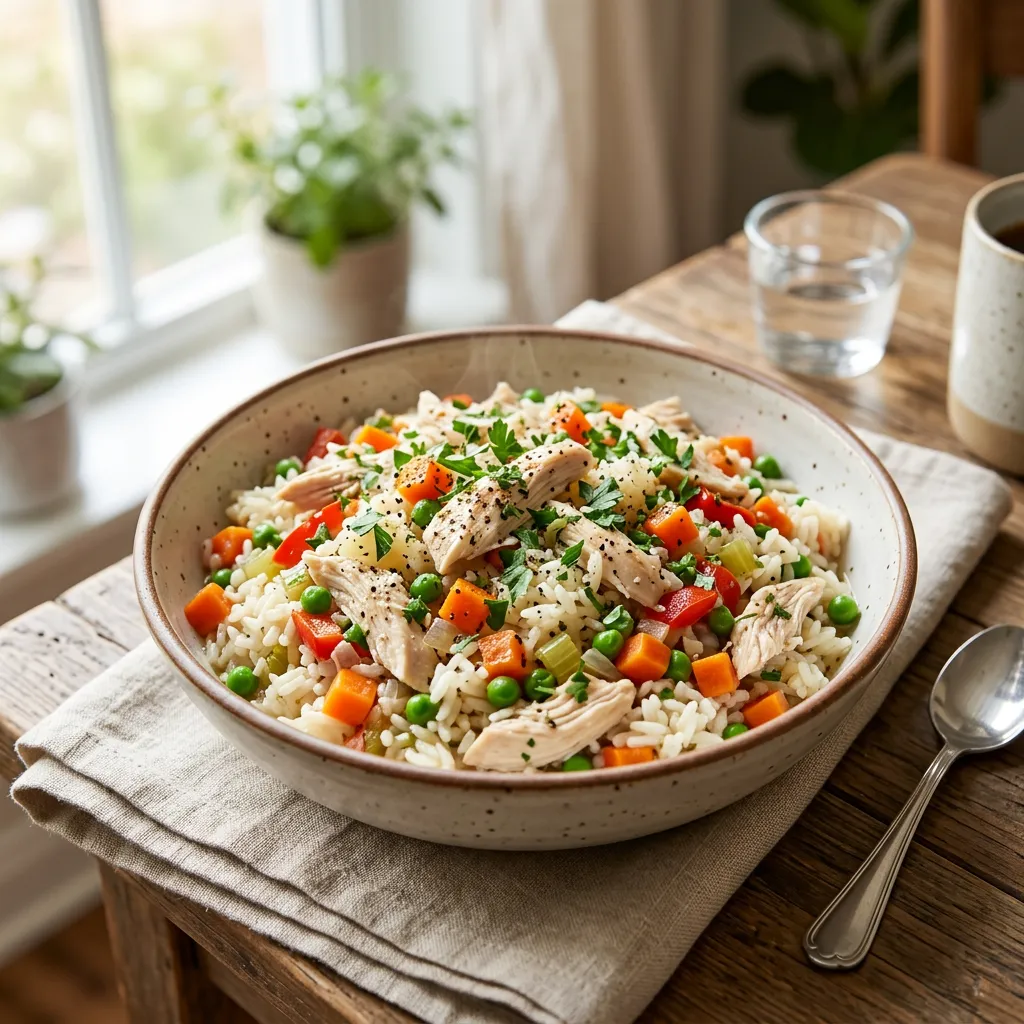 Finished Instant Pot Chicken and Rice Recipe dish