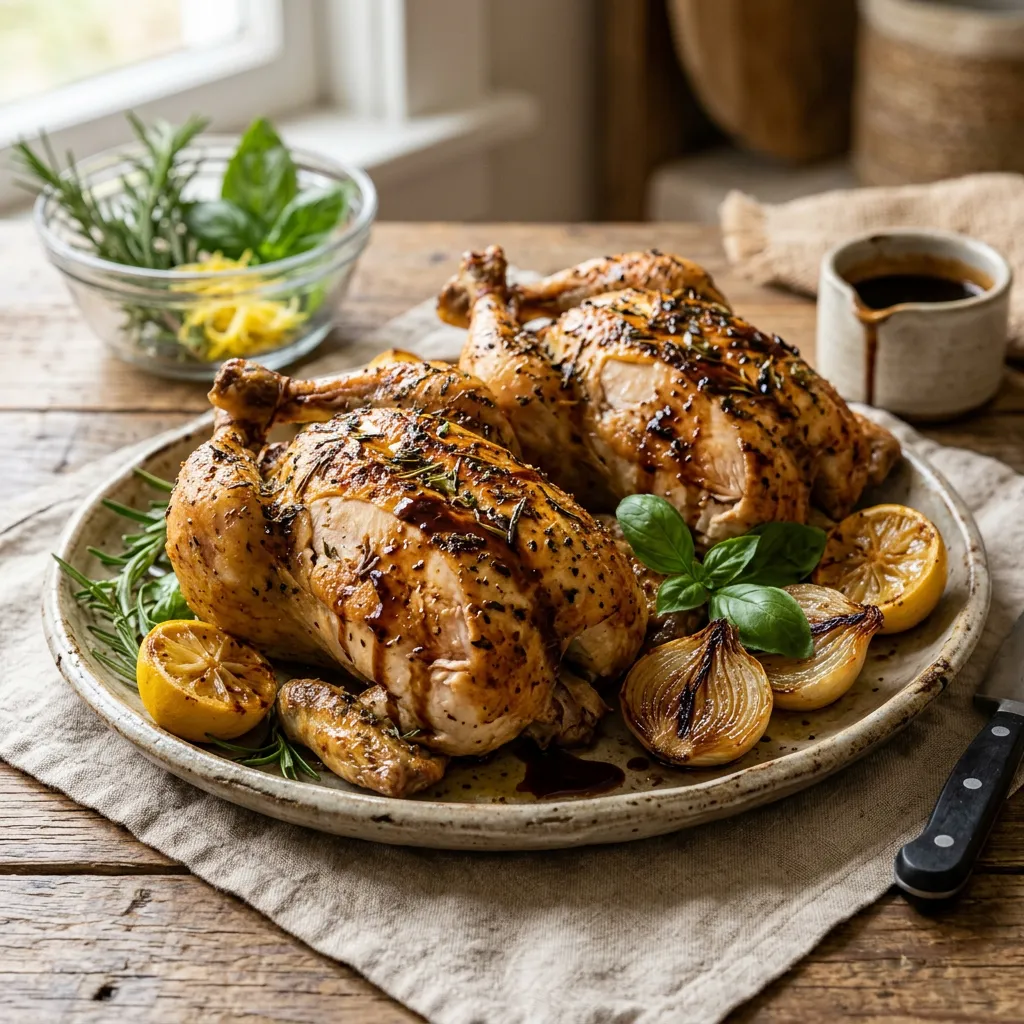 Italian Herb Rotisserie Chicken With Sweetened Balsamic Glaze Recipe
