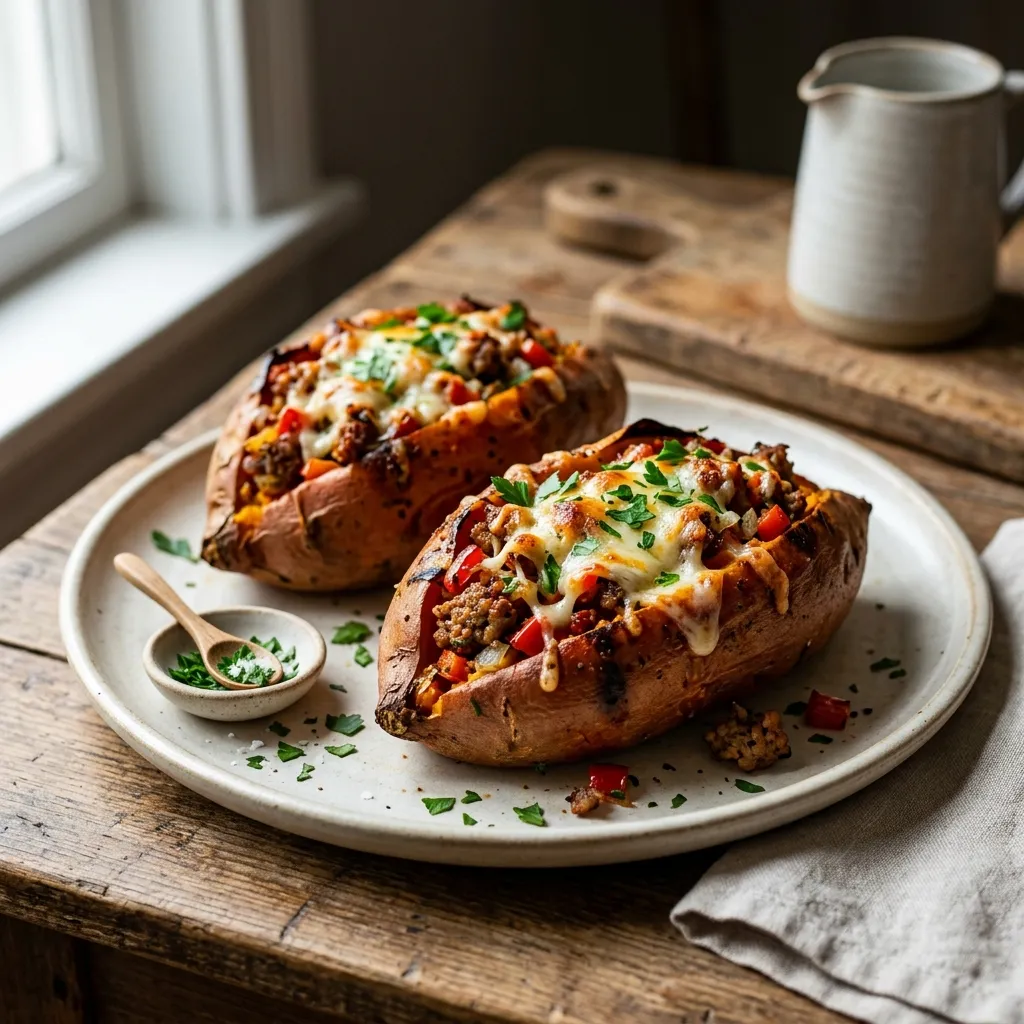 Italian Sausage Stuffed Sweet Potatoes
