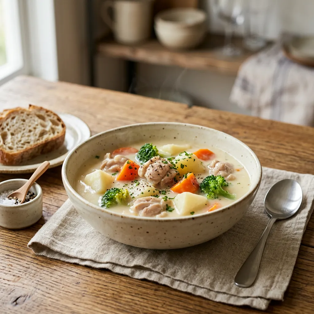 Japanese Cream Stew With Chicken and Broccoli